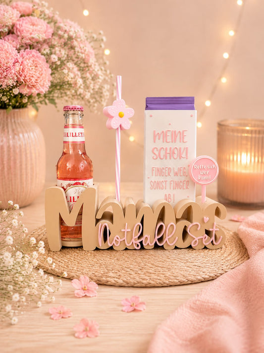 Mamas Notfall-Set – 3D-Schriftzug Halter für Nervennahrung & Aperitif