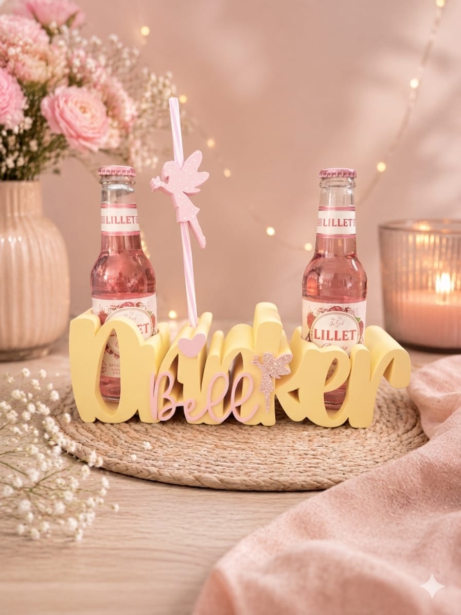 Drinkerbell Doppel-Flaschenhalter – 3D-Schriftzug Geschenk für den Mädelsabend