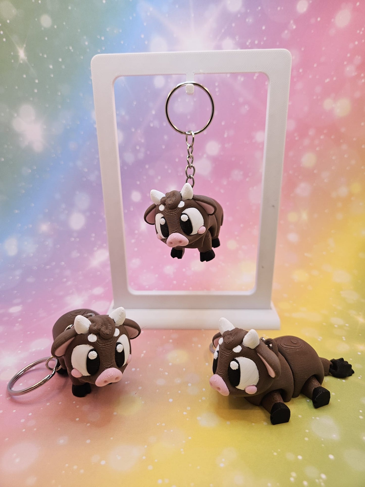 3D-gedruckter Schlüsselanhänger „Kuh Braun"