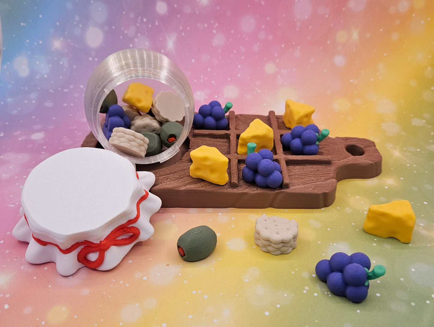 3D-gedrucktes Tic-Tac-Toe Set "Käseplatte"