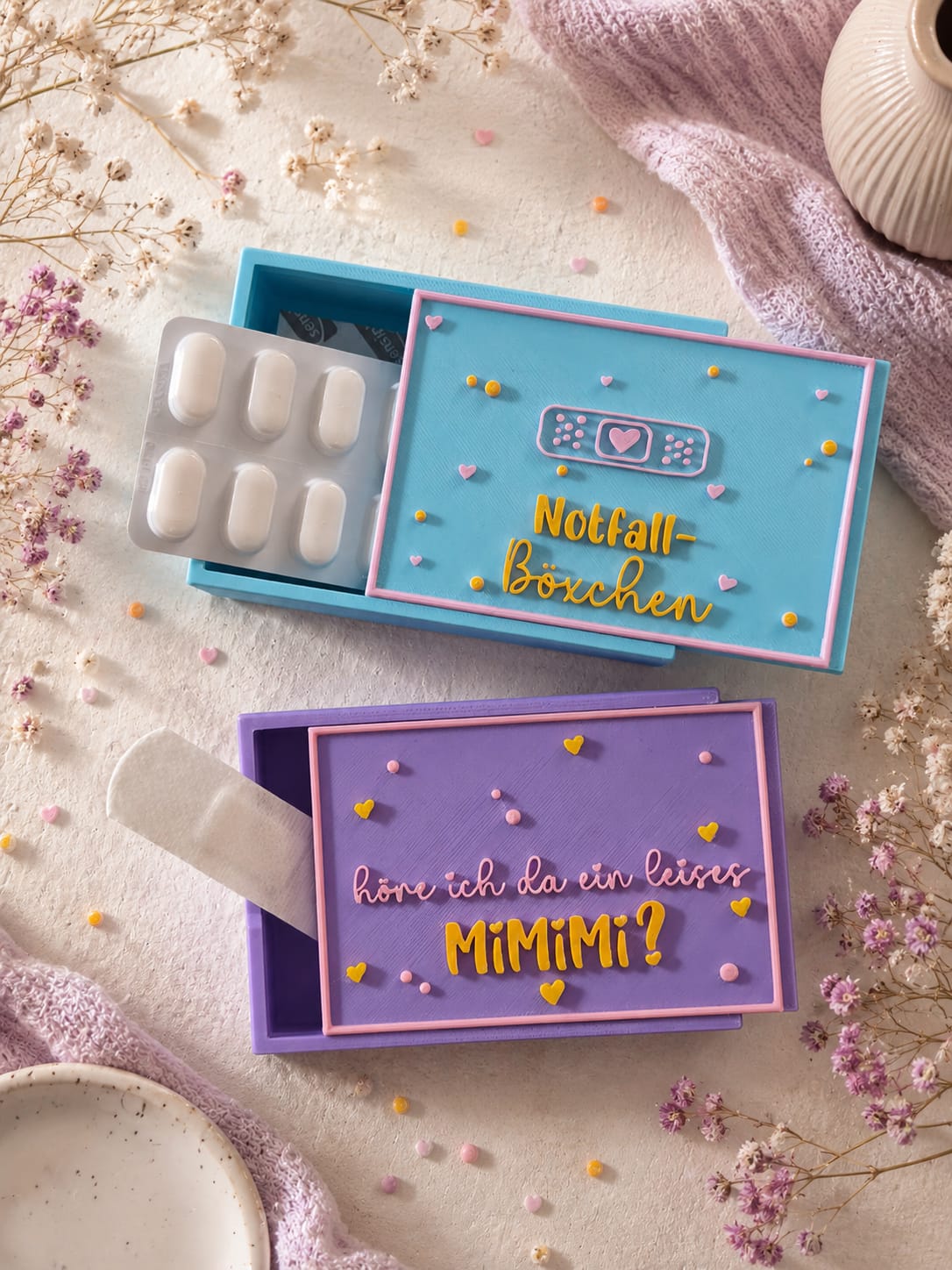 3D-gedruckte Notfall-Box & MiMiMi-Dose – Praktische Aufbewahrung für Pflaster & Tabletten