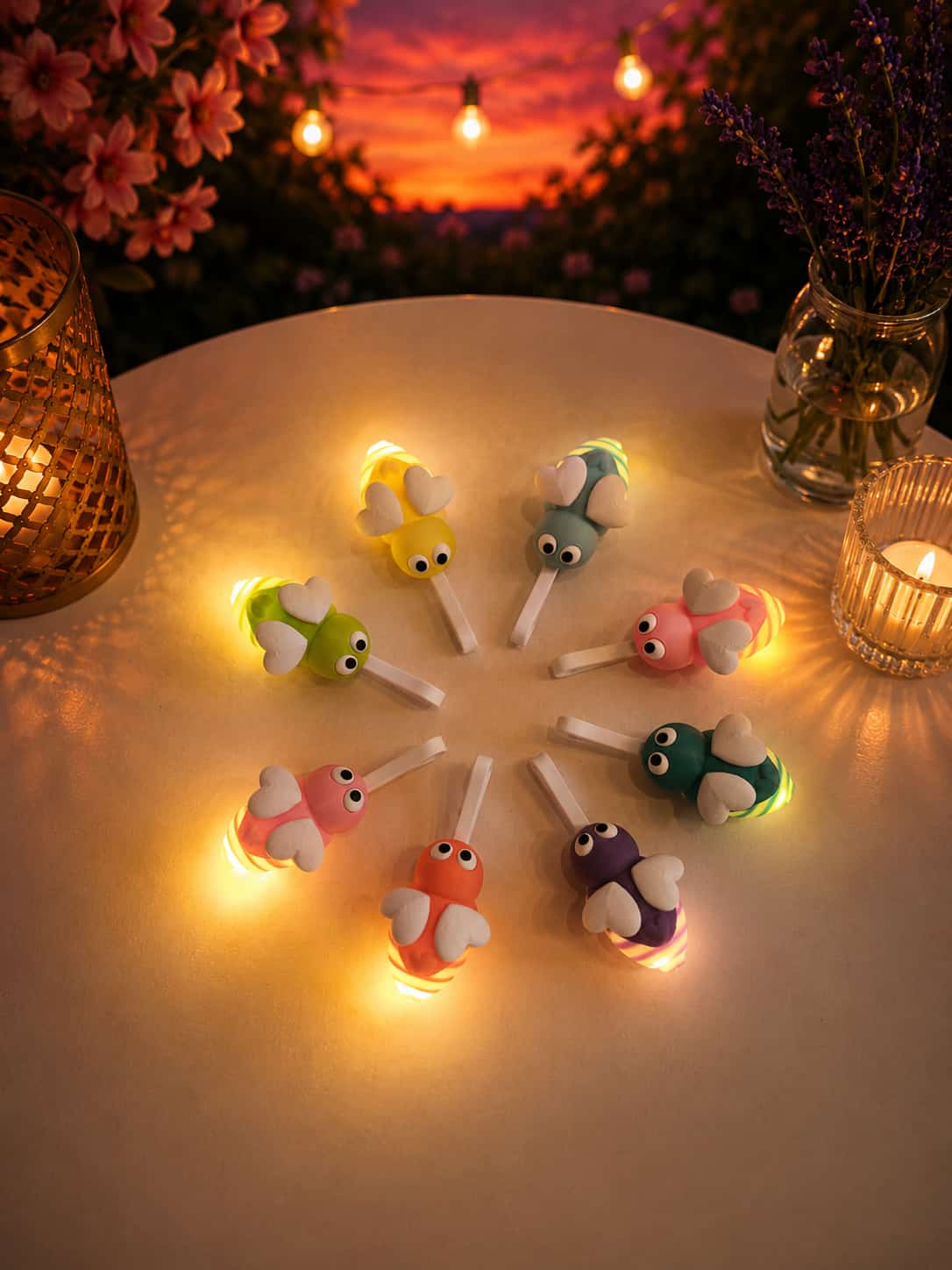 Glühwürmchen „Irmchen“ Glasmarkierer – 3D-gedruckter LED-Halter für Glasränder