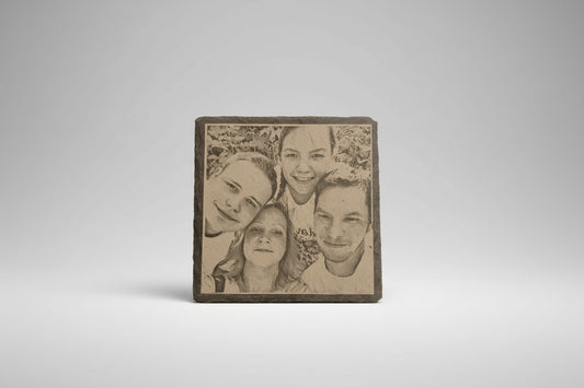 Schieferuntersetzer mit Fotogravur